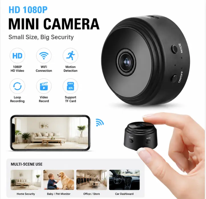 Rechargeable 1080P HD Wireless Security Camera, Night Vision & Remote Viewing, Portable Indoor Outdoor Home Safety Camera