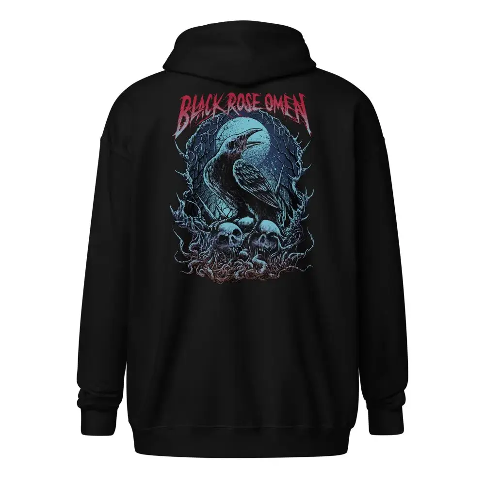 Black Rose Omen Raven Zip Hoodie