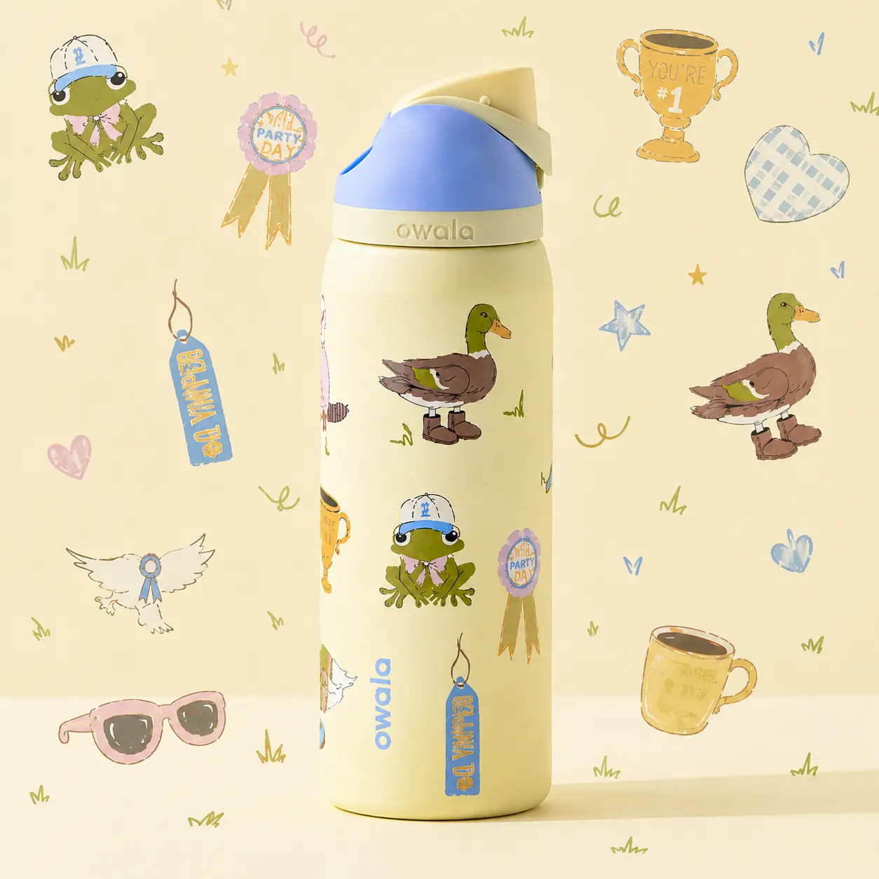 Owala 32 oz FreeSip Insulated Water Bottle Duck & Frog Limited Edition, Gift For Her, Gift For Him, Tumbler For School