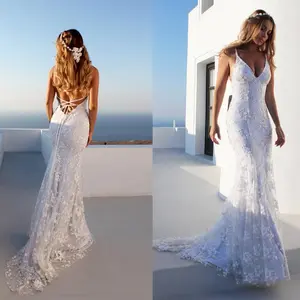Sexy Lace Bridal Dress for Women - Formal V-Neck