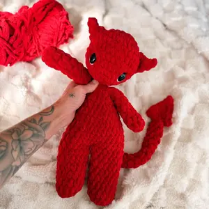 Dinky The Devil Crochet - Quirky Devil Theme Crochet Design for Enthusiasts - Fun and Distinctive Addition to Any Collection