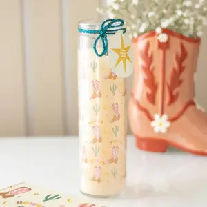 Howdy Cowboy Floral Candle with Cute Cowboy Boot Print Western Nostalgia Scented Paraffin Wax 50 Hours Burn Time Decor Decoration