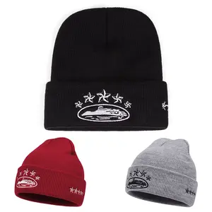 Men / Woman Adult Beanie Hat five stars Embroidered Design Knitted Hat Outdoor Activity Adjustable Casual Wear Hats Travel Tourism Beach Holiday Brimless Hat