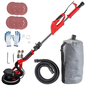 Drywall Sander 850W, Variable Speed 800-1750 RPM, Electric Drywall Sander With Foldable Sheetrock Sander Head, Telescoping Handle, LED Strip Light, Vacuum Bag, Dust Collection, Wall Sander For Home Renovation