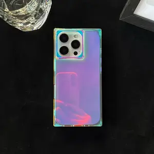 Fashion Cool A Riot of Colours Laser Light Dazzling Rectangle Protective Phone Case Suitable for iPhone 17 Pro 13 14 15 16 Pro Max Glossy Protective Phone Case
