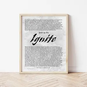 Aaron Warner Quote Wall Art Unframed, Ignite Me Art Print, Fantasy Romance Literature Decor, Inspiring Focus and Study Motivation Artwork, Meaningful Gift for Readers.
