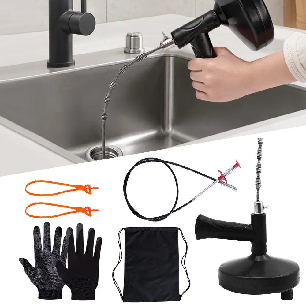 Drain Auger 33 Ft, Plumbing Snake Hair Clog Remover Drain Snake Flexible Grabber Heavy Duty Sink Cleaner Tools for Shower Bathtub Bathroom Kitchen Pipe with Gloves sohochic