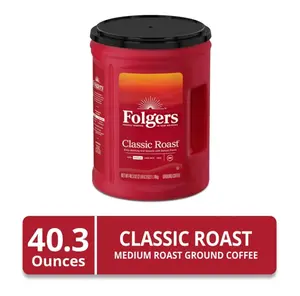 Folgers Classic Roast Ground Coffee, Medium Roast, 40.3 oz Canister