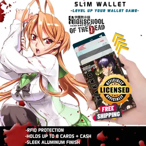 High School of the Dead Anime Slim Wallet Card Holder with Cash Strap Officially Licensed Brand New