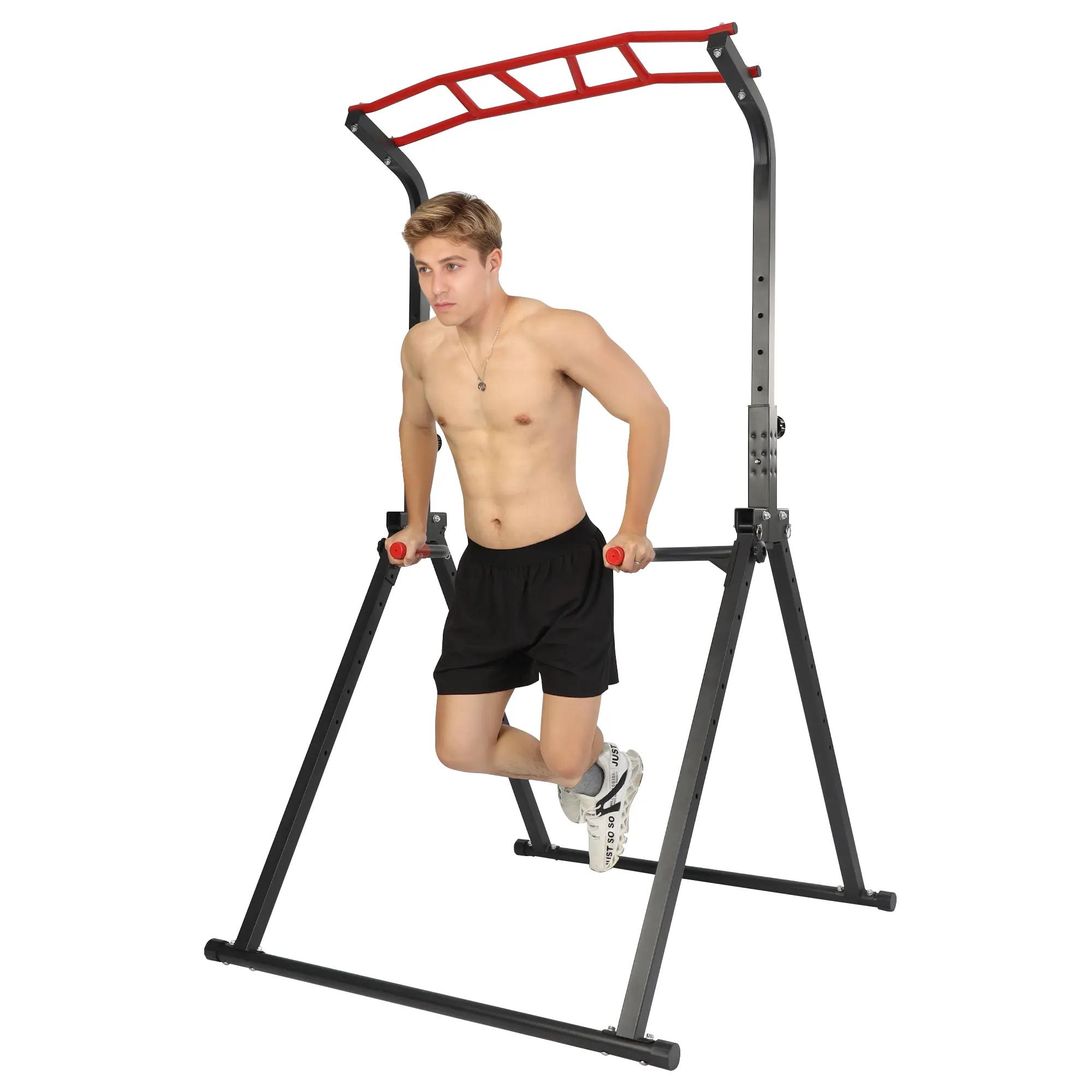 Multi-Grip Freestanding Pull Up Bar Station, Adjustable Height Dip Stand, Multi-Exercise Workout Equipment for Indoor Home Gym, Supports Pull-ups, Leg Lifts, Ab Curls & Arm Flexions