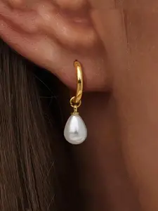 Faux Pearl Decorated Hoop Earrings, Elegant Jewelry for Women for Party, Daily Clothing Decor, Trendy All-match & Exquisite Jewelry for Birthday Gift