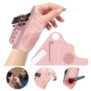 Soft Silicone Makeup Tool Adjustable Makeup Brush Accessories Makeup Palette Wrist Strap Color Palette with Storage