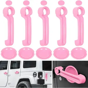 Door Handle Cover Inserts+Tailgate Handle Cover+Recess Guard for 2007-2018 Jeep Wrangler JK JKU Sports Sahara Freedom Rubicon Unlimited Exterior Accessories (Pink 15PCS)