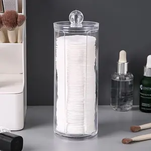 Gentleman's Acrylic Pad & Swab Organizer Box - Transparent Dust-Proof Desktop Storage for Makeup, Stationery, Beauty Tools - Compact Vanity & Desk Organizer, Vanity Makeup Desk, Sleek Design, Visible Contents