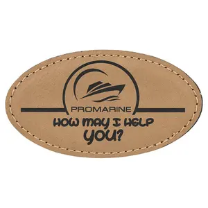 Custom Engraved Magnetic Oval Leather Name Badges