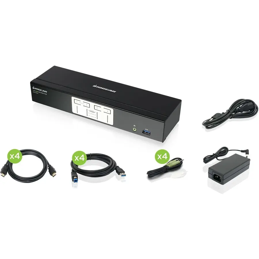 IOGEAR 4-Port 4K KVMP Switch with HDMI Connection, USB 3.0 Hub, and Audio