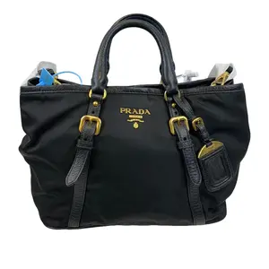 Pre-owned PRADA Vintage Tessuto Nylon Tote Bag with Leather Trim/WJ03127512/7512