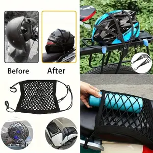 Elastic Storage Tie Down Rope, Adjustable Storage Set for Motorcycles & Cars, Mesh Luggage Bag for Safe Storage