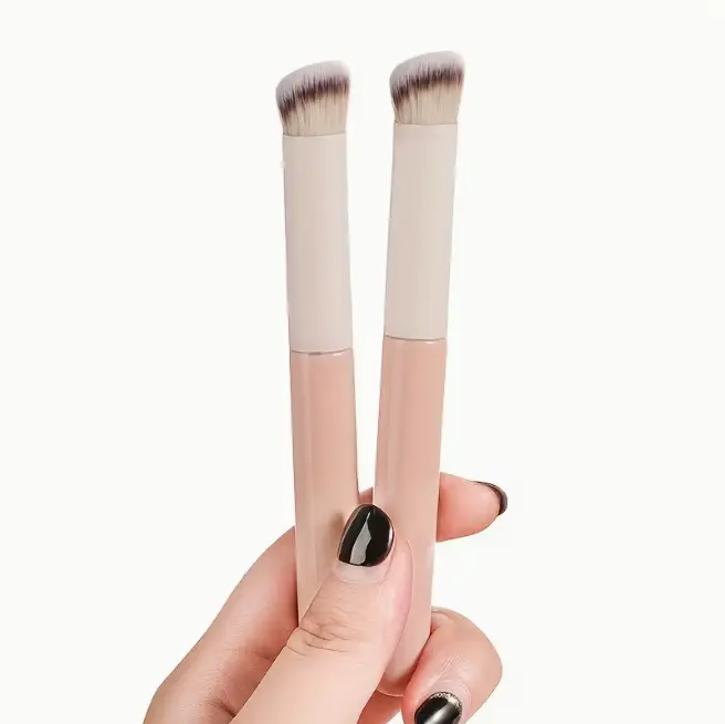 Mini Angled Flat Top Makeup Brush - Single Item, Soft Synthetic Bristles, Fragrance-Free, Contouring, Concealer Application, Suitable for All Skin Types
