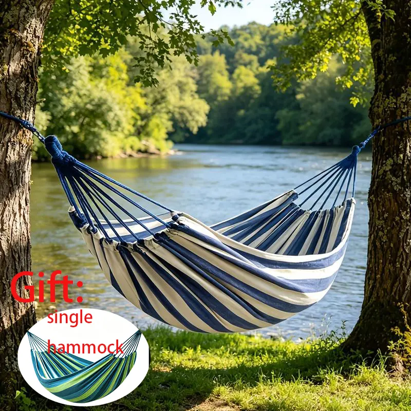 Buy 1 Get 1 Free Wide Twin Durable Portable Hammock - Polyester, 400lb Weight Capacity, Hand Wash & Dry Cleaning, Sturdy, Outdoor Camping & Backyard Use, Batteries Not Included (Ideal for Mother's Day, Ramadan)