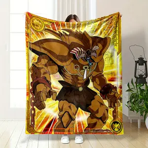Yu Gi Oh Exodia the Forbidden One themed blanket, which restores the domineering shape of the giant soldier in the animation. The bronze muscle lines are matched with the iconic pharaoh headdress