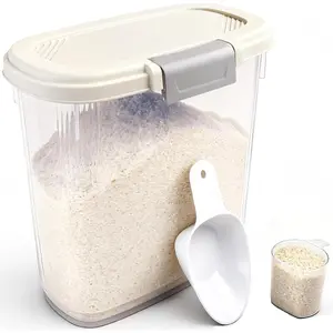 Large Rice Storage Container 15-20 Lbs, Tall Flour Container with Scoop + Cup - Slim Dry Food Storage Bin for Cereal, Sugar, Beans, Pet Dog Cat Food Container - Kitchen and Pantry Storage Organization