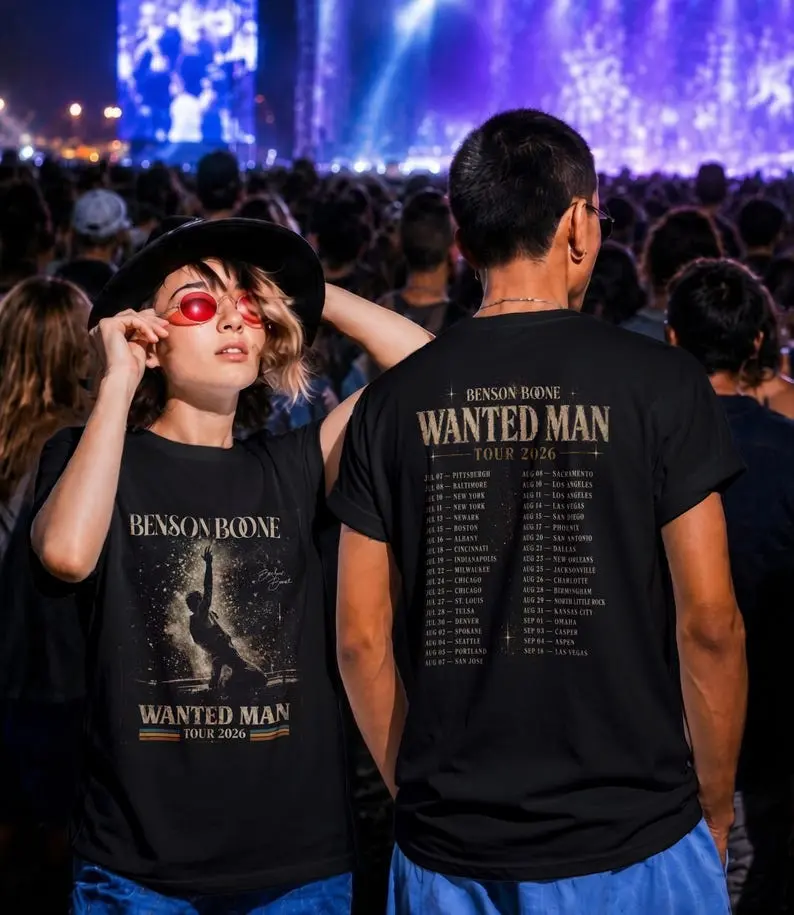 [Sale off up to 50%] Benson Boone Wanted Man Tour 2026 Shirt Vintage Retro Concert Tee Unisex Fan Gift, Graphic Streetwear T-shirt