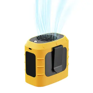 Portable Fan Rechargeable Waist Fan with Clip, 8000mah Wearable Fan Necklace Fan with Led Light, Personal Fan for Works, Travel, Camping (Orange)