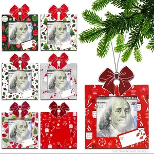 Zip-Open Cash-Gift Holder Ornaments w/Clear Plastic Windows & Hang Strings | 6 Pack