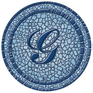 212 MAIN Chemical Resistant Circle Shape Monogram Mosaic Pool Mat, 59 in. Dia., Unique Look, Aquatic Fitness Equipment, Pool Design