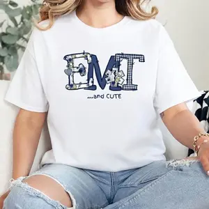 [100% Cotton] EMT And Cute T Shirt, Cute EMT Graphic Tee, Floral Patchwork Letter Print Shirt, Trendy Aesthetic First Responder Short Sleeve Tee, EMS Week Gift For EMT Women Girls