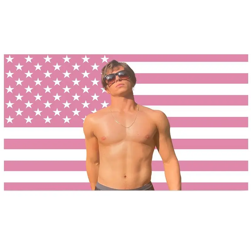 Nicholas Alexander Chavez Pink American 3x5Ft Flag Tapestry for Wall Hanging College Dorm Men Cave Decor Room Home Banner with 4 Brass Grommets