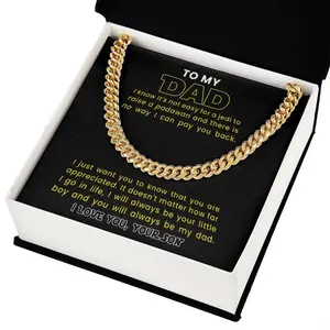 To My Love Dad Father Cuban Chain Necklace Support Of My Life Cuban Link Chain Man Stainless Steel Necklace Men Dad Gift Happy Fathers Day Gift