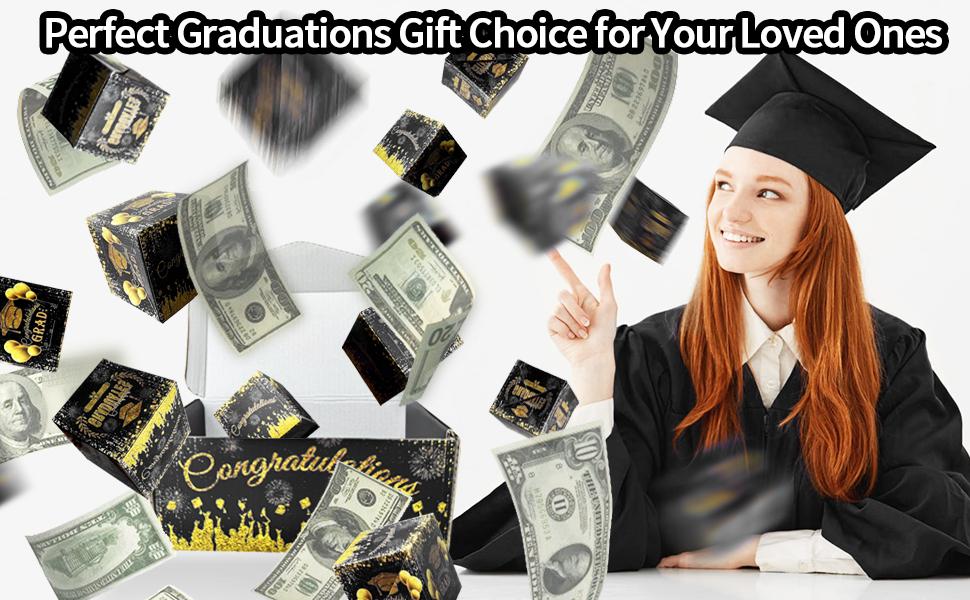 Graduation Surprise Explosion Gift Box, Funny Pop Up Cash from Money Case for Her Him Preschool High School College, DIY Novelty Luxury Folding Bouncing Money Boxes for Class of 2026