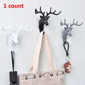 Deer Head Wall Hook, Easy Installation, Durable Plastic Key Holder, Stylish Wall-Mounted Key Organizer, Home Decor Accessory