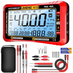 Multimeter Tester,4000 Counts Voltage Tester,Auto-Ranging TRMS Volt Meter,Large LCD Ohm Meter Measures AC/DC,Voltage,Resistance, Diode,Continuity,Capacitance,Temperature(Red)