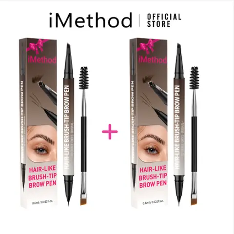 iMethod 2pcs Dual-Ended 4D Brush Tip Waterproof Eyebrow Pencils - Hair-Like Strokes, Safe Ingredients (Propylene Glycol, Laureth-20), 3D Outlining, 4D Lines, Long-Lasting Natural Looking Brows, Suitable for All Skin Types, Brow Pencil With Hair Like Strok