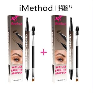 【FREE SHIPPING】2PCS iMethod Original 4D Brush Tip Waterproof Microblading Eyebrow Pen, 2-in-1 Dual-Ended, Natural Hair-Like Strokes, Long-Lasting