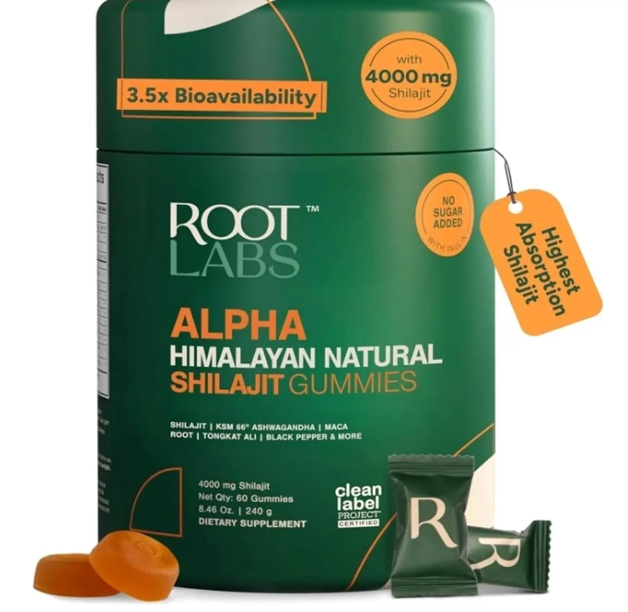 ROOT LABS 10-in-1 Alpha Shilajit Gummies | 4000 mg Pure Himalayan Shilajit with Tongkat Ali & Maca Root | Shilajit for Men & Women | ShilAbsorb Bioavailability Tech | Sugar-Free, Vegan | 60 Gummies