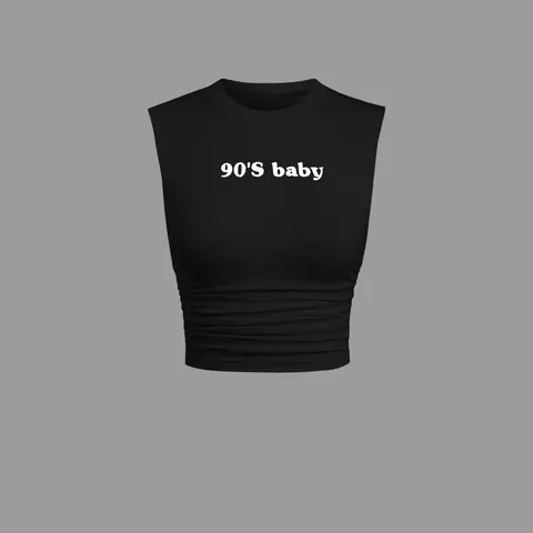 Women's Letter Print Round Neck Tank Top, Slim-Fitting Sleeveless Casual Summer Top, Ladies Clothes for Daily Wear, Sleeveless Tanks
