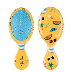 CALA WET-N-DRY MINI DETANGLING HAIR BRUSH (TROPICAL VACATION) Haircare Heatless Hairbrush Smooth Gift Vented Curly