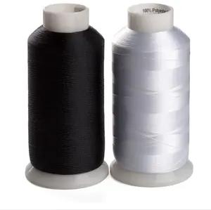 2 Bobbin Thread for Sewing and Embroidery Machine 1 Black and 1 White 5500 Yards Each - 60WT Polyester Bobbin Fill Thread Bottom Threads
