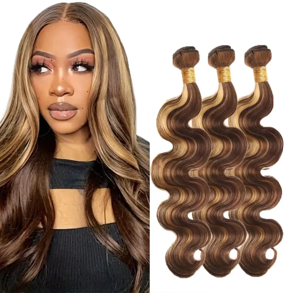 Rovess Hair【12A】Ombre Highlight Body Wave Bundles Human  display picture 2