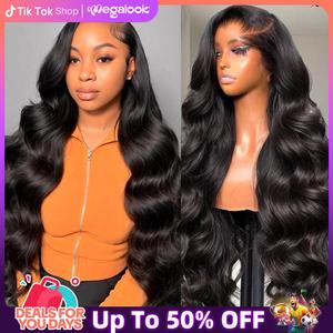 [13x6 GLUELESS WIG] 250% Density Megalook Body Wave 13x6 Glueless Transparent Lace Frontal Wigs Put On Go Pre-bleached Preplucked Pre-everything Effortless Human Hair Wigs For Beginner Friendly #Summervibes