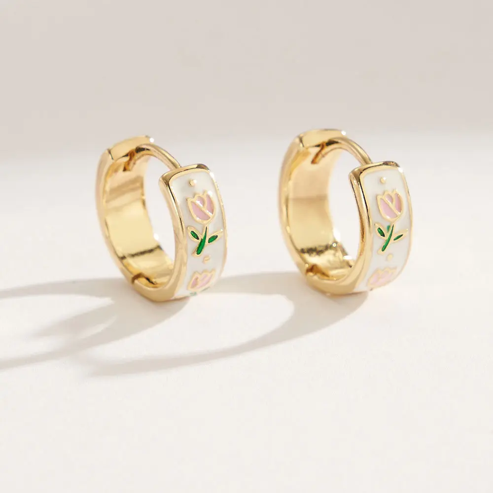 Women's Light Luxury Tulip Earrings - Vintage Enamel Fresh Flower Design, Personalized Temperament Costume Jewelry, Earrings for Women