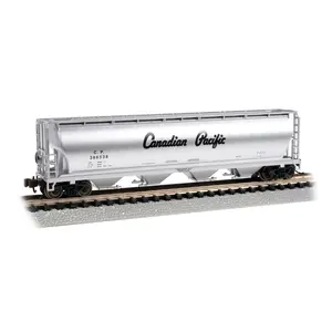 Bachmann 19165 Canadian Cylindrical 4-Bay Grain Hopper - Ready to Run - Silver Series(R) -- Canadian Pacific #386538 (gray, black, Script Lettering), N Scale
