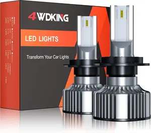 4WDKING H7 led lights, 6500K 300% Brightness Upgraded led light bulb, 12000 Lumens Plug and Play, Non-polarity,2PCS