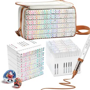 288 Colors Acrylic Paint Markers, Acrylic Drawing Markers, 288 Colors Soft Brush Tip Marker Pens Set with Marker Bag, Holder Storage, Acrylic Paint Pens for Fabric, Wood, Stone, Canvas, Glass, Egg, Rock Painting, DIY Crafts and Art Supplies