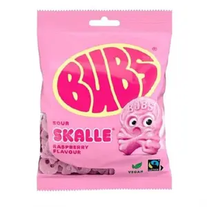 BUBS Sour Mini Raspberry Skulls Made in Sweden
