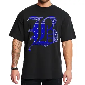 Lettering B Bandana Blue Art Chicano Clothes Chicana Style Clothing Unisex Hoodie Medium Heavy Sweatshirt for Men & Women Streetwear